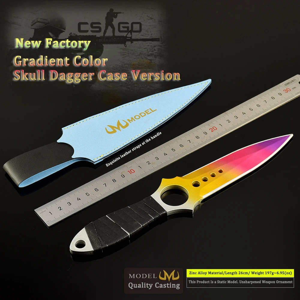 26 سنتيمتر لعبة مكافحة الإرهاب الصلة مكافحة الإضراب لعبة عالمية سكين التدرج اللون كامل معدن جلد الصبي هدية سلاح نموذج