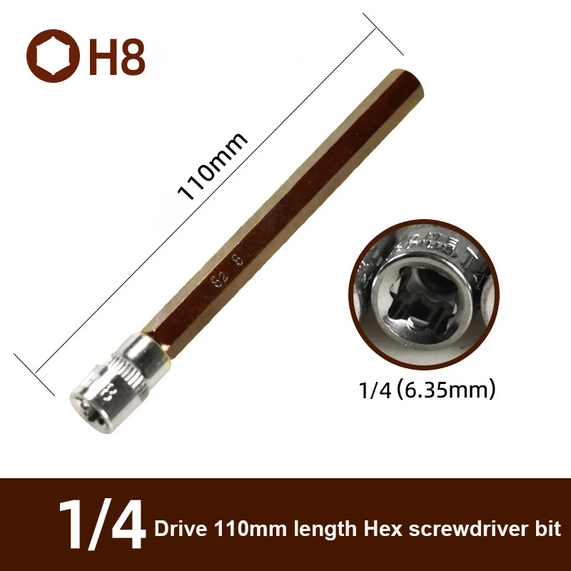 Imagem -05 - Hex Cabeça Chave de Fenda Bit Wrench Adaptador de Soquete Square 110 mm Ferramentas Manuais Hexagonais Hexágono h2 h3 h4 h5 h6 h7 h8 H10 Pcs por Conjunto