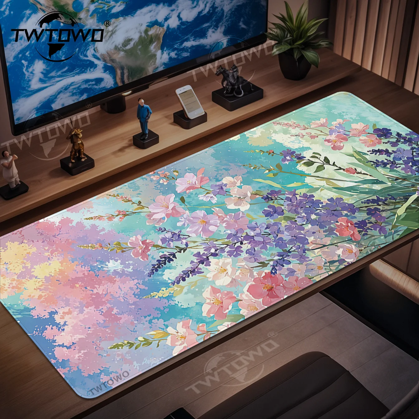 Mauspad Gamer Schöne Anime Blumen XL Computer Großes HD Mousepad XXL Mauspads Naturkautschuk Büro Laptop Tischmatte