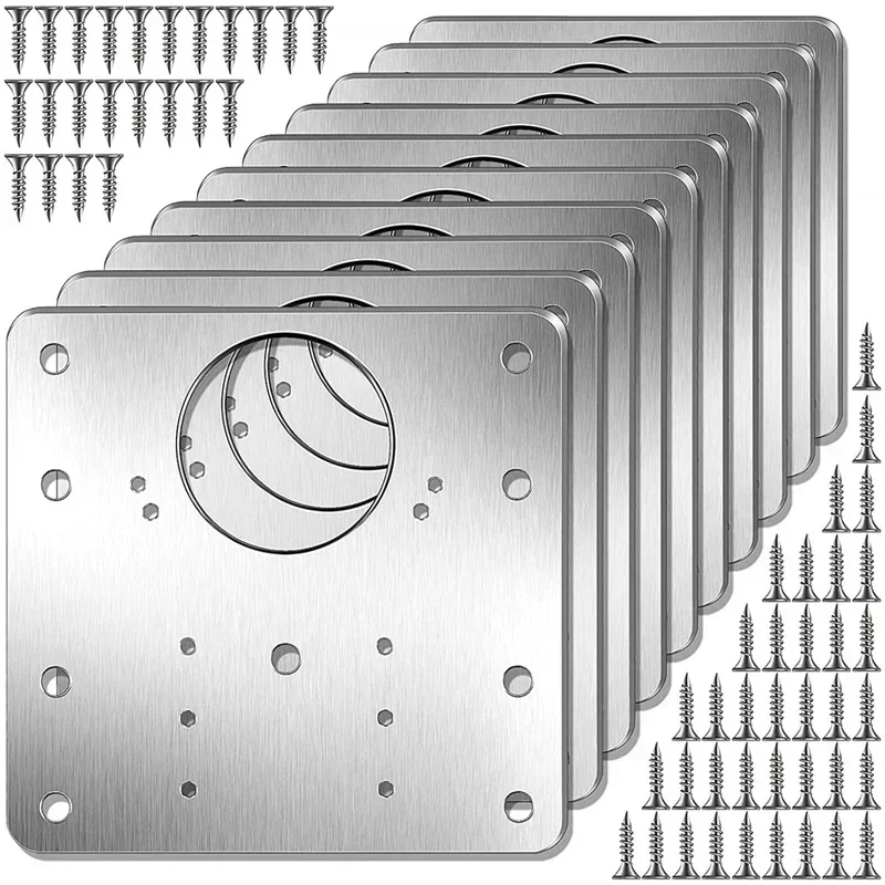 

4/10PCS New Cabinet Hinge Repair Plate Kit Kitchen Cupboard Door Mounting Plates with Screws Flat Fixing Brace Brackets