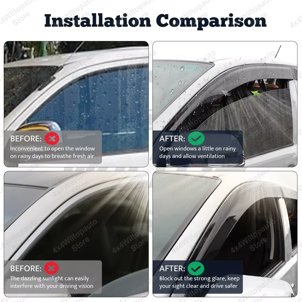 Window Visor Wind Deflectors Door Visor For Toyota LAND CRUISER FJ250 2024+ Weather Shields Sun Rain Guards Exterior Accessories