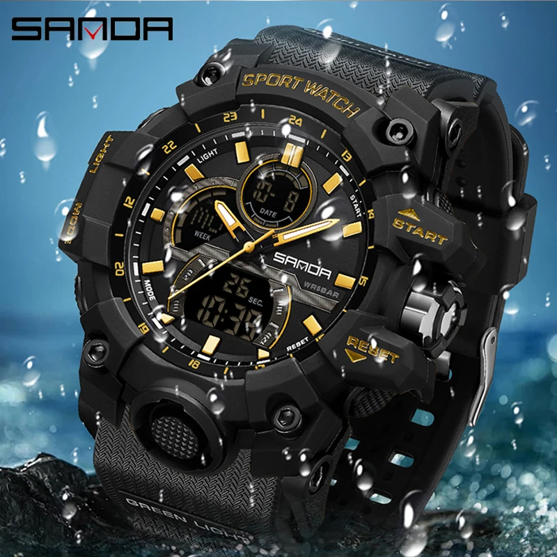 SANDA Orologio Militare da Uomo di Alta Qualità 50m Impermeabile LED Orologio Al Quarzo Digitale Orologi Sportivi Orologio Da Polso Maschile Relógios Masculino