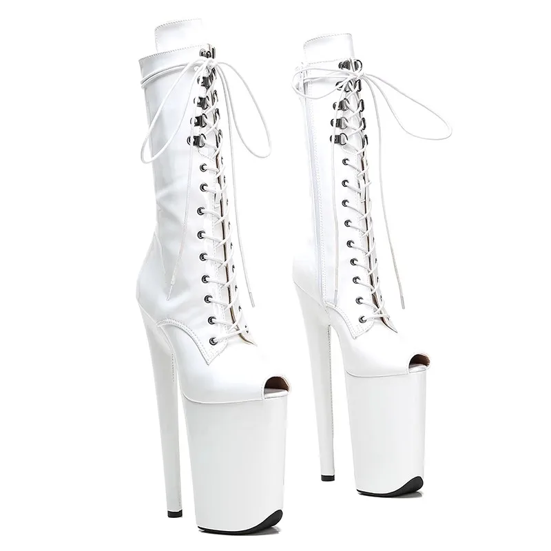 

LAIJIANJINXIA New 23CM/9Inch PU Upper Women's Platform Party High Heels Modern Mid-Calf Boots Pole Dance Shoes 022