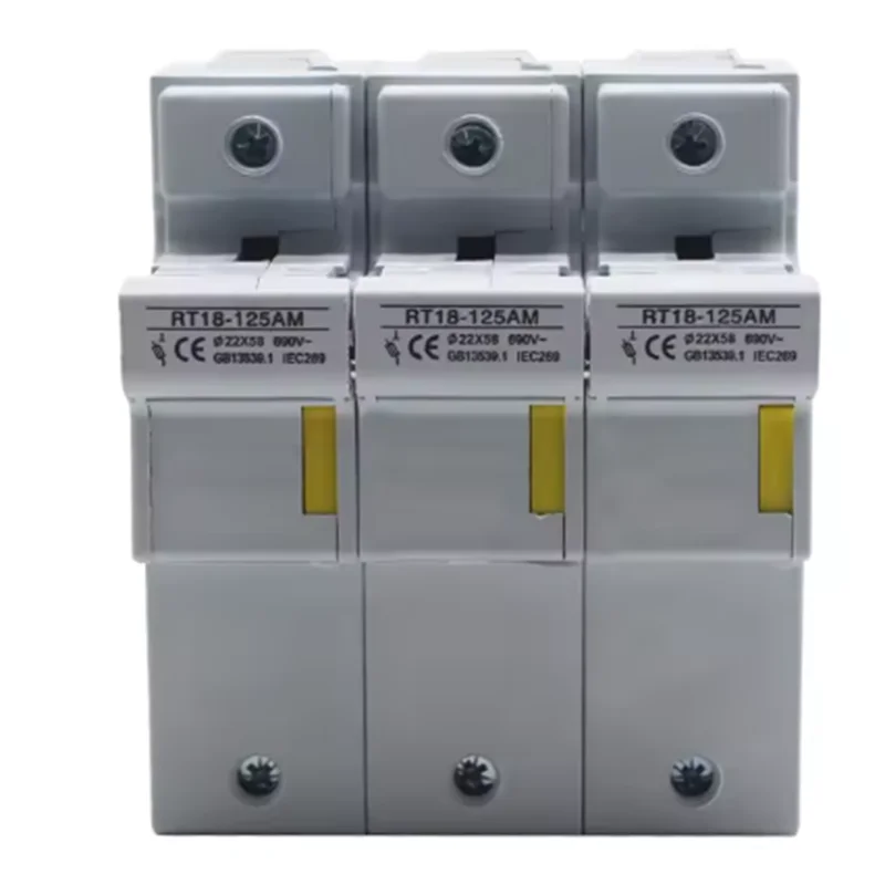 RT18-125AM 3P RT18-125 3P Fuse Base 22X58 690V fuse base rail installation 3C certified copper without signal lamp