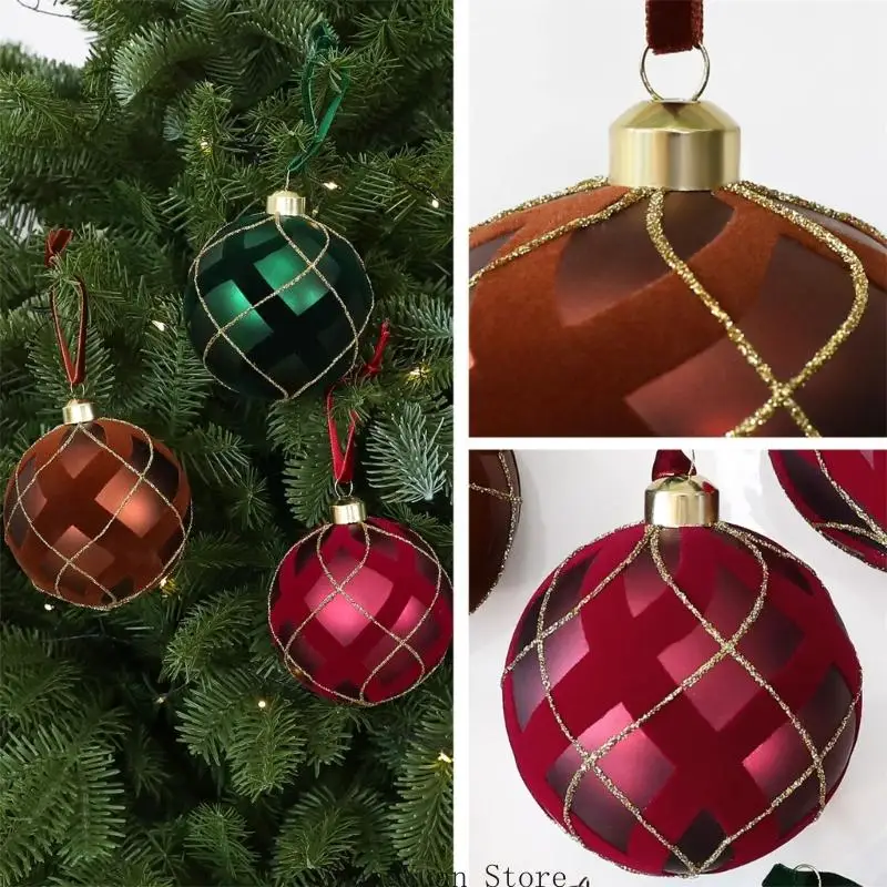 Tree Hanging Accent Set Plastic Christmas Ornament with Gold Trim Finish for Window, Shelf, and Wreath Styling 3XUF