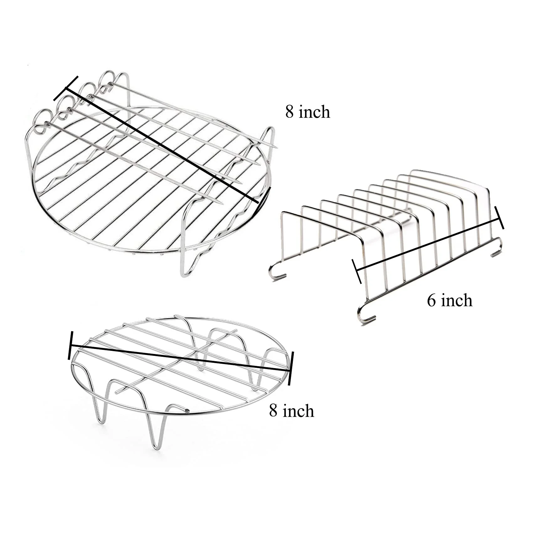 Friteuse à air polyvalente à double couche T1, ensemble d'accessoires pour friteuse à air, compatible avec XL, 8 po
