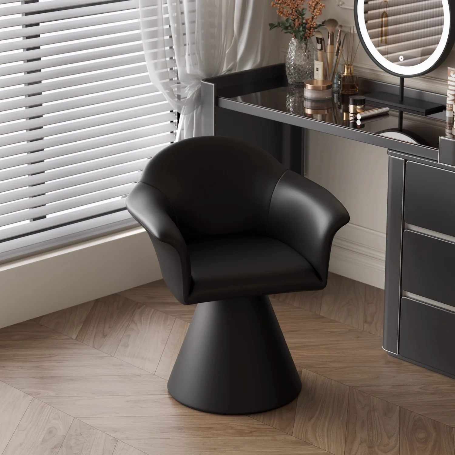 Luxury Rotatable Makeup Chair - Modern Designer Storage Seat for Bedroom