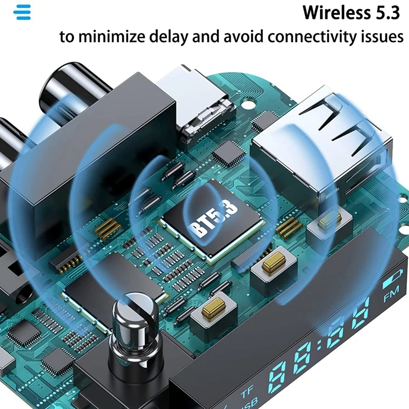 TVおよび自動車用のBluetooth受信機送信機,5.3mmステレオ,LED画面,3.5