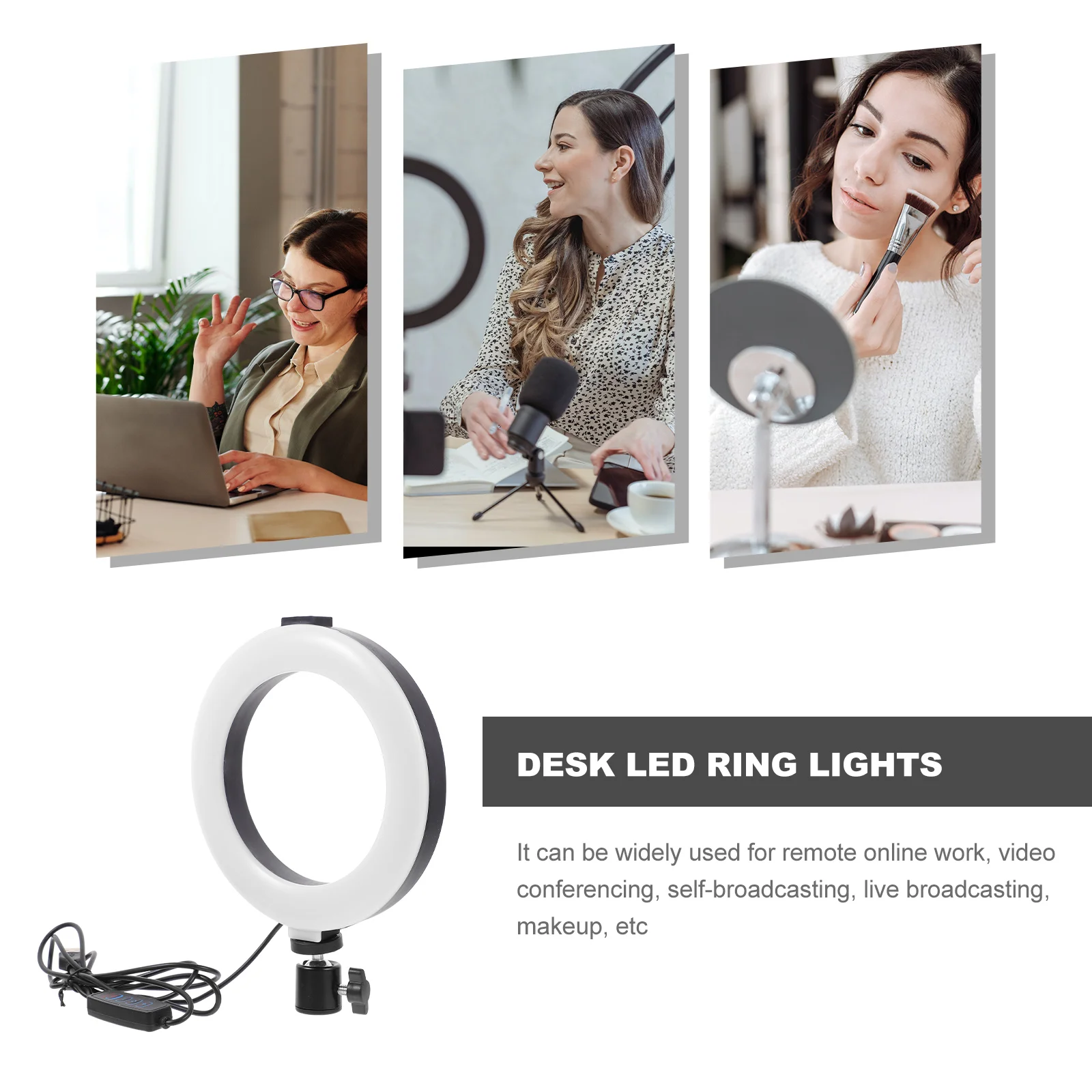 Laptop Stand Adjustable Fill Light Clip on Ring Lights Makeup Desk LED Video Lamps White Live Streaming Selfie