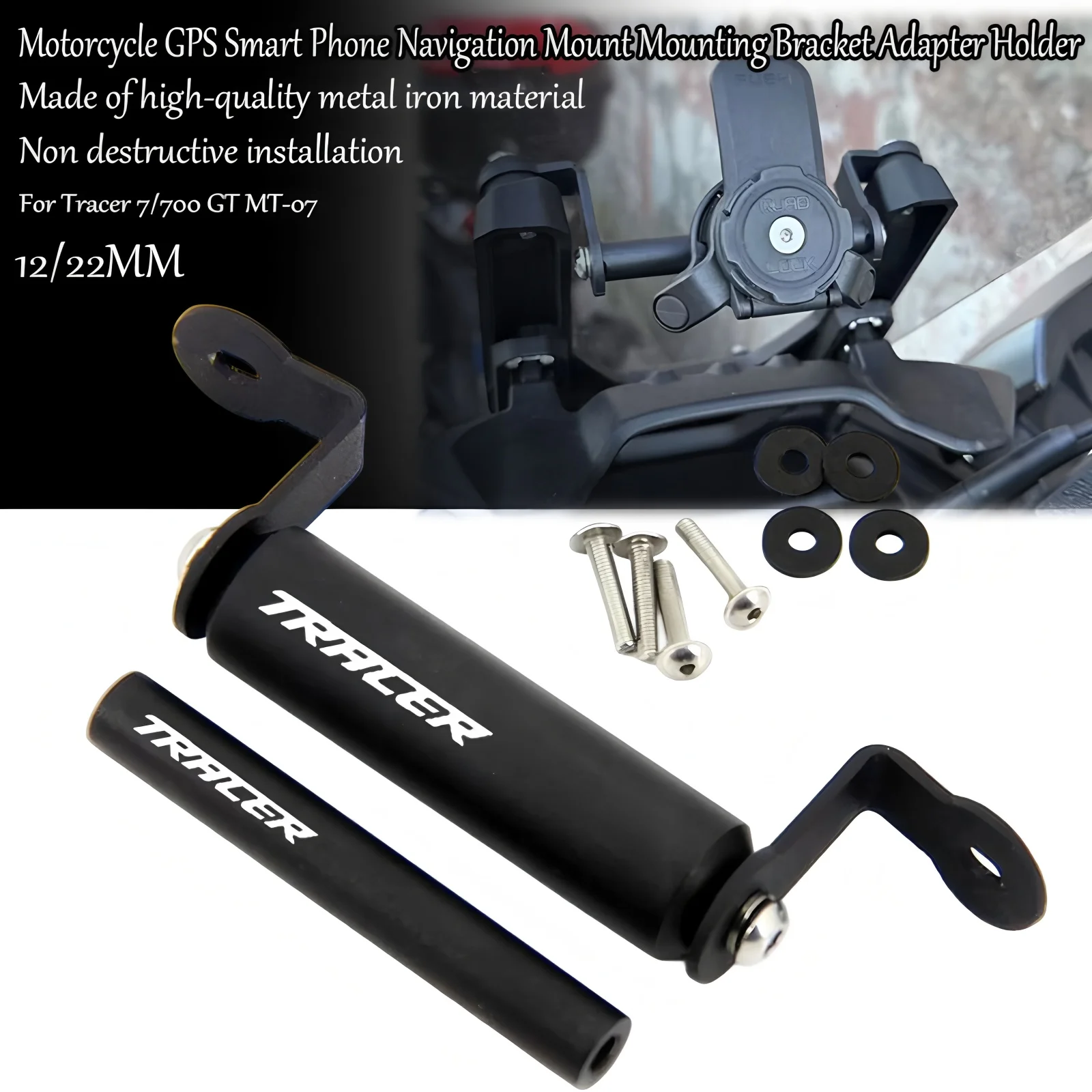 

12/22MM For Yamaha Tracer 7/700 GT MT-07 Tracer700GT Motorcycle Accessories Phone Holder Stand GPS Navigation Plate Bracket