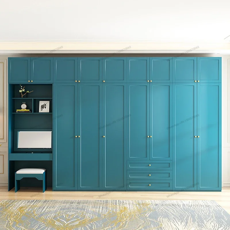 Wardrobe Nordic Light Luxury Modern Simple Home Bedroom Cabinet Economical Overall Four, Five, Six Door Wooden Wardrobe