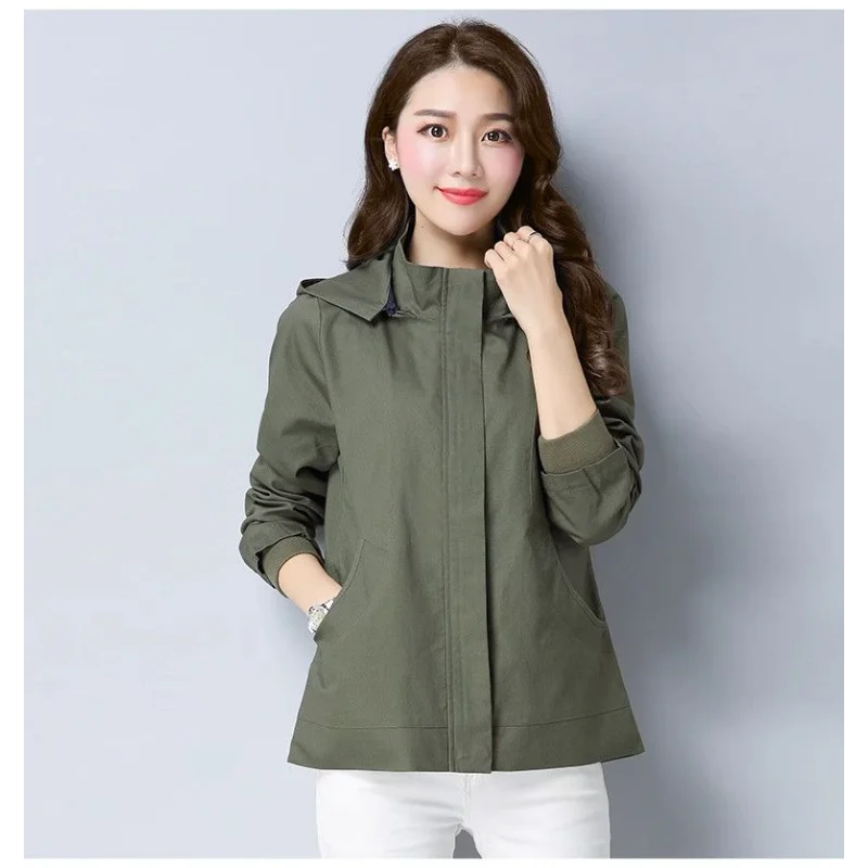 Zippered Cardigan Long-sleeved Windbreaker Versatile Coat Hooded Loose Casual Jacket Top