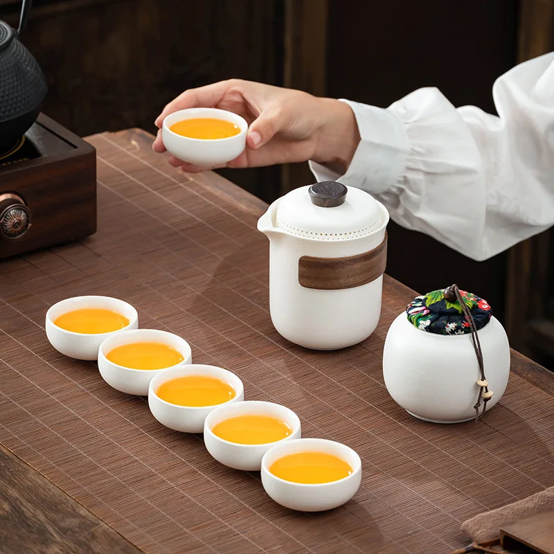 Coarse Pottery Lingxue Tea Set High-end Gift Box Set for Home Living Room Office Tea Brewing Travel Portable Quick Tea Cup Custo
