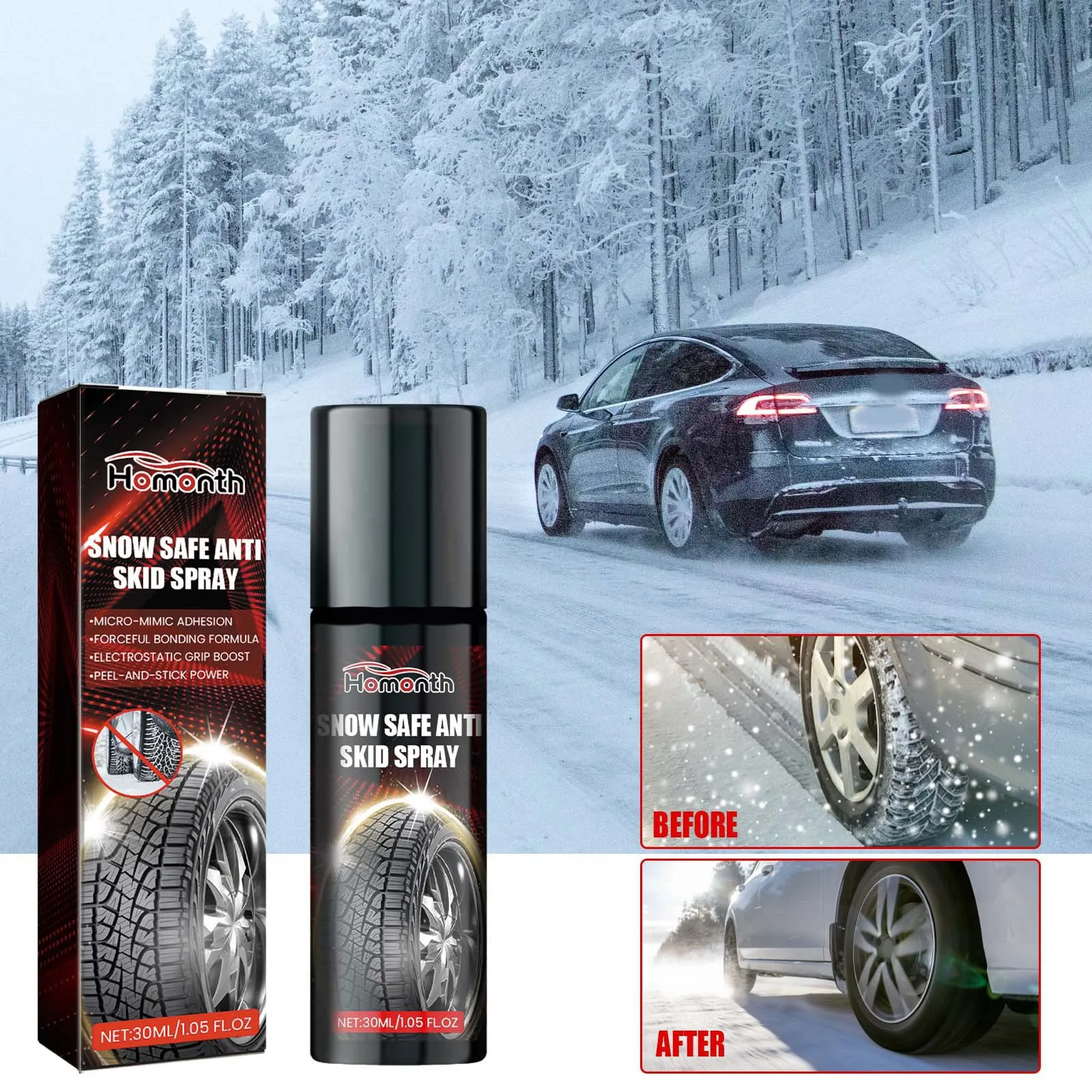 Car Tire Anti-skid Spray Winter Snow Car Tire Protection Care Anti-skid Agent for Most Cars Trucks SUVs Wheels Anti-slip