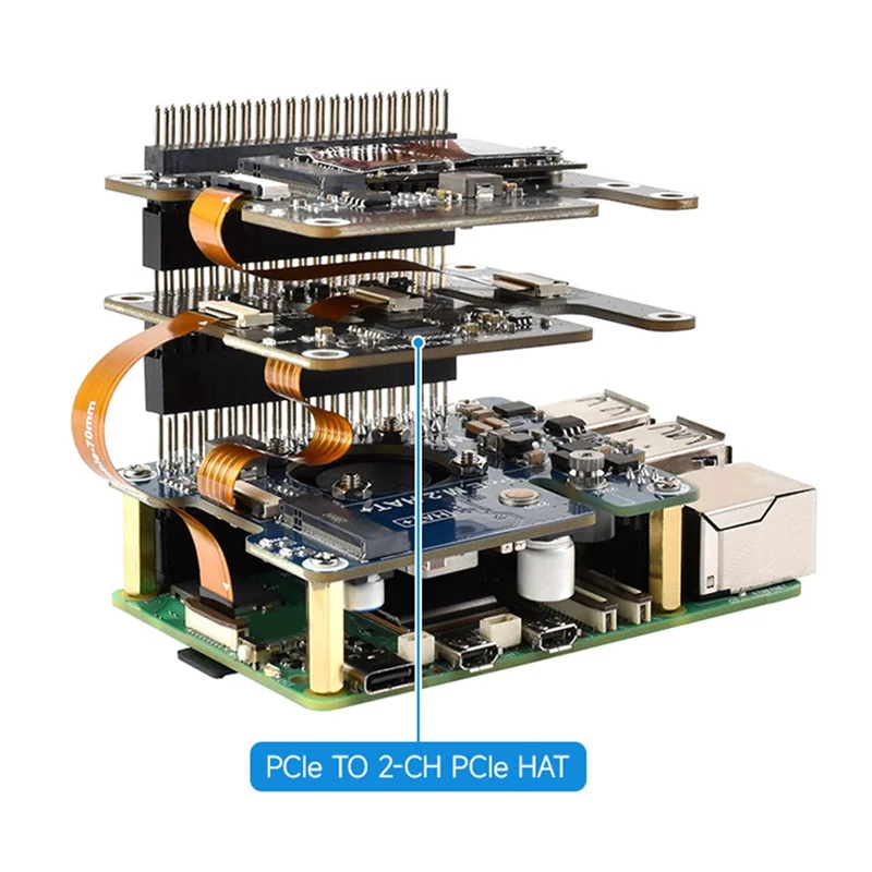 New-Waveshare لـ Raspberry Pi 5 Pcie إلى FFC لوح تمديد ثنائي القناة Pcie FFC لوح تمديد لأداء عالي السرعة