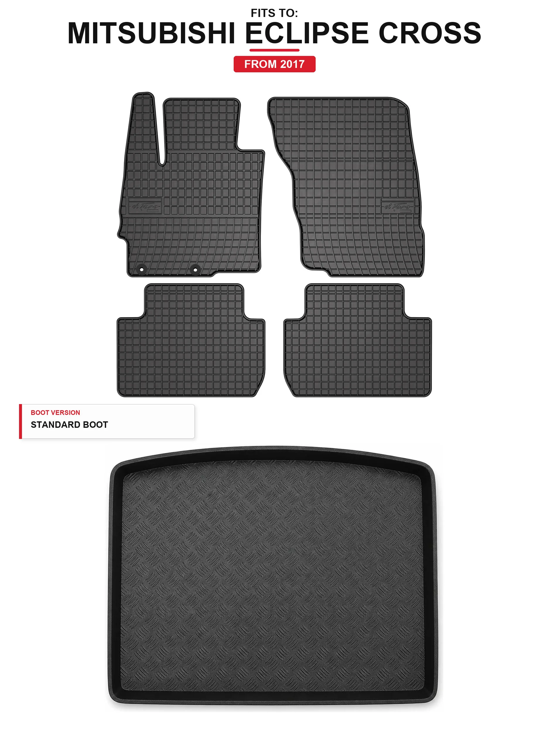 Rubbermatten + kofferbakmat voor: Mitsubishi Eclipse Cross 2017- 5 El.