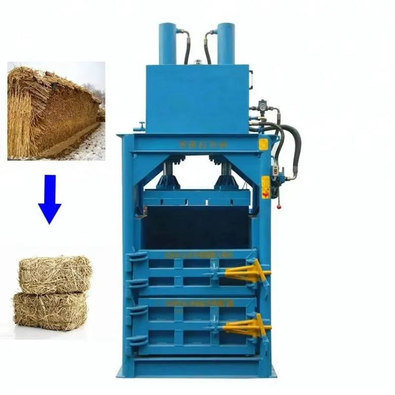 Vertical Hydraulic Baler Wheat Straw Hay Forage Compression Packing Machine Customized
