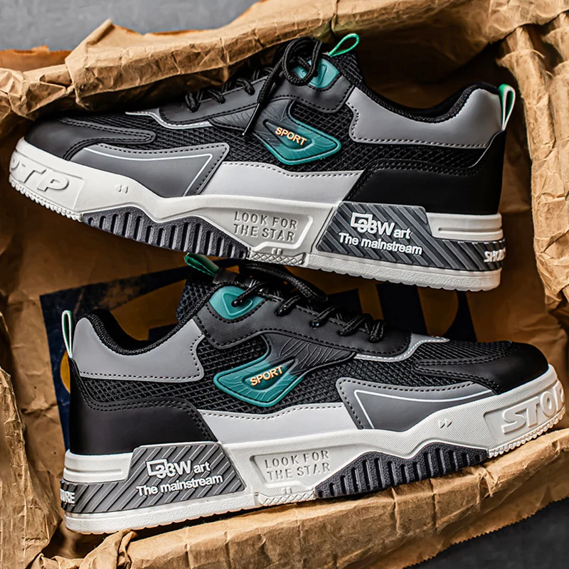 Men's Casual Sports Shoes, Comfortable and Fashionable on the Feet, Suitable for All Seasons, Khaki/Black/White Green - Suitable
