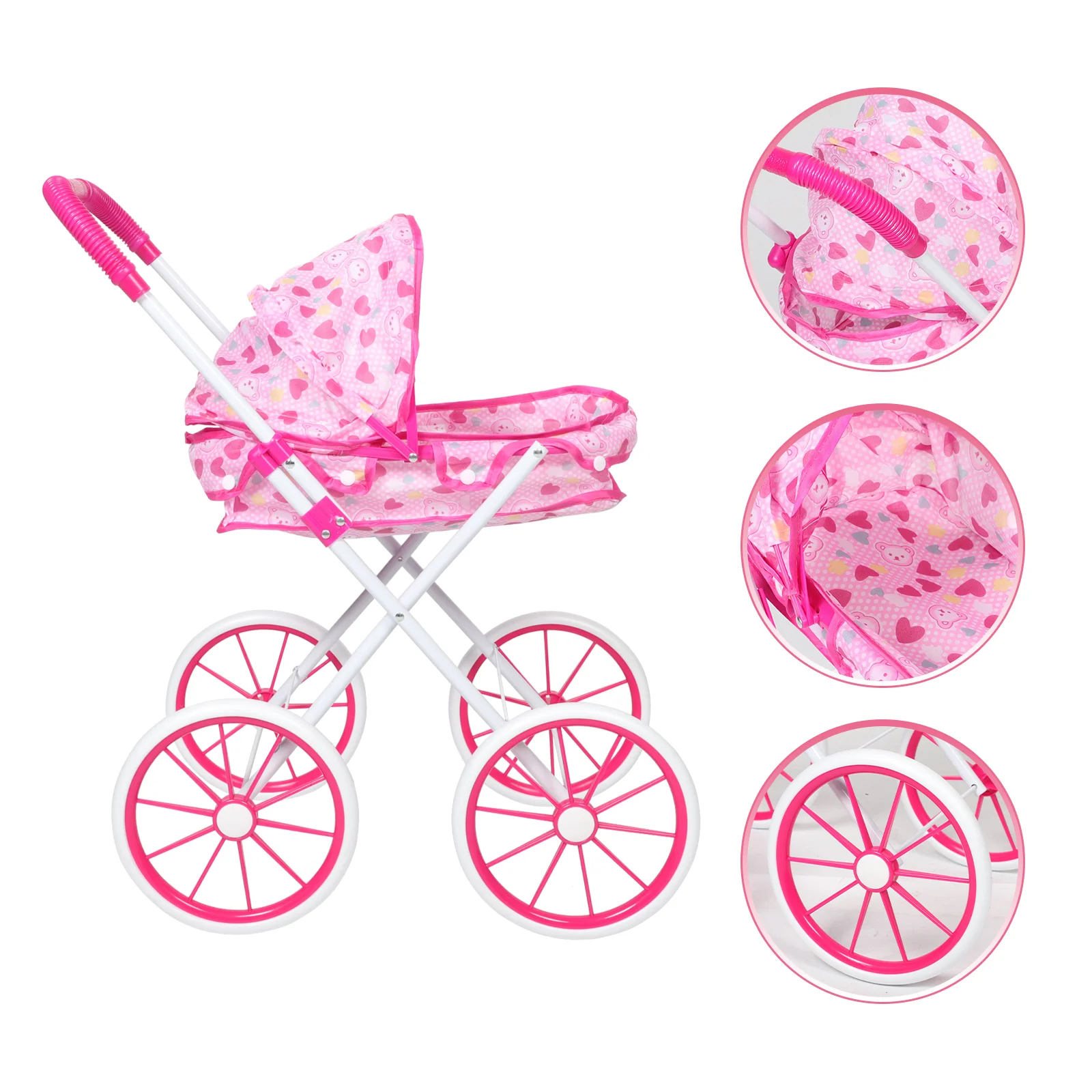 1 Large Realistic Miniature Baby Stroller Pretend Play Set Toddler Accessories Pushchair Umbrella Stroller Model Pram