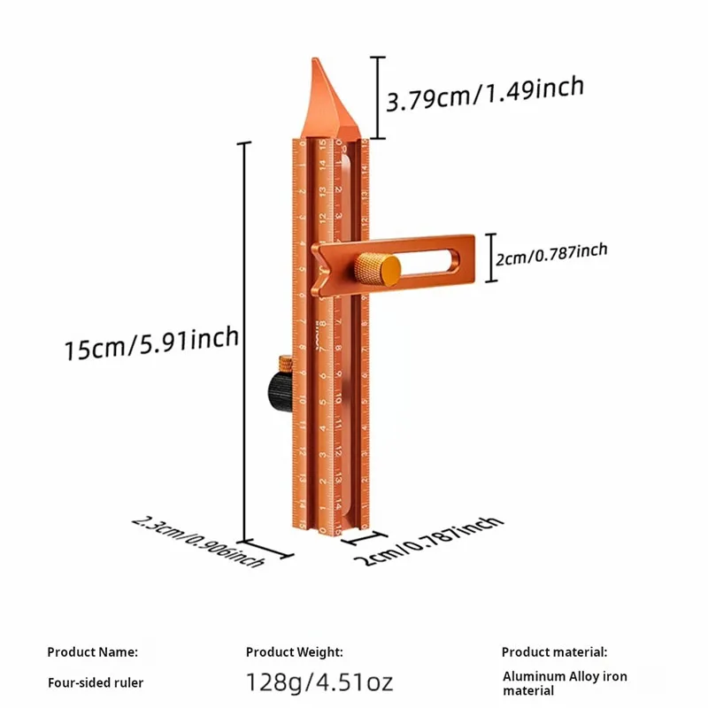 

Multi functional cabinet door installation locator, dual head magnetic suction four sided ruler with marking line