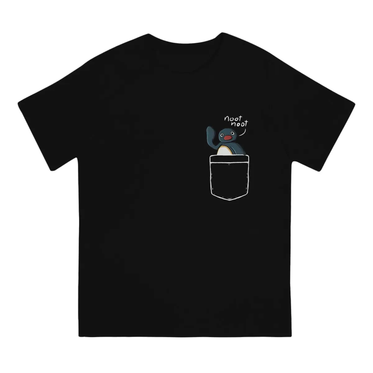 Pingu Penguin Anime Side Pocket Tshirt Men Tops Vintage Summer Streetwear T Shirt