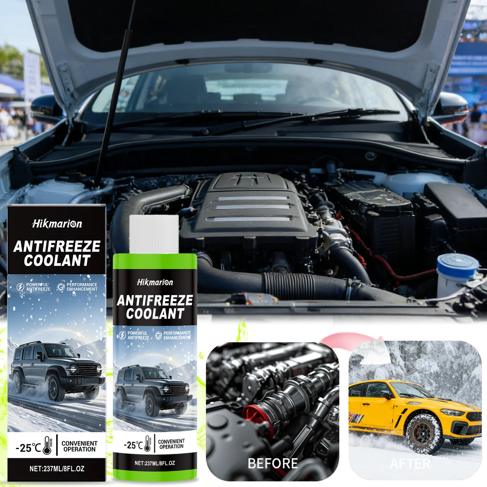 Concentrated Antifreeze Coolant 237ml Car Engine Coolant Protects from -35°C to +129°C Prevents Corrosion and Scaling Long Life