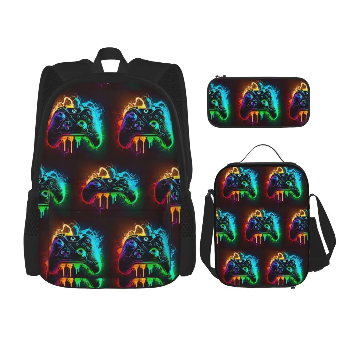 

Game Console Printed Pattern Backpacks Children Bookbag School Bags Rucksack Lunch Bag Pen Bag Three-Piece Set