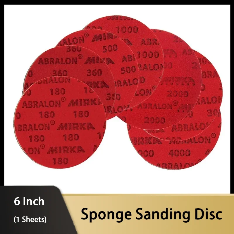 Mirka 8A-241 Abralon 6 Zoll 180-4000 Körnung Schwamm-Schleifscheibe Schaumstoff Klett-Schleifpapier 150mm Flexibel für Flächenschleifen