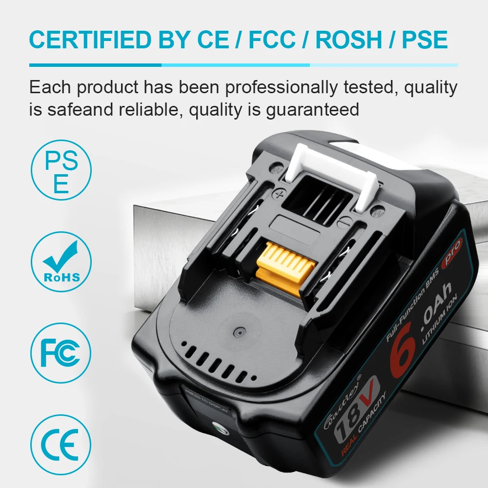 Waitley Battery Pro pro Makita 18V elektrické nářadí Dobíjecí baterie s články Samsung / Náhradní příslušenství k nářadí BL1860 - náhled 6