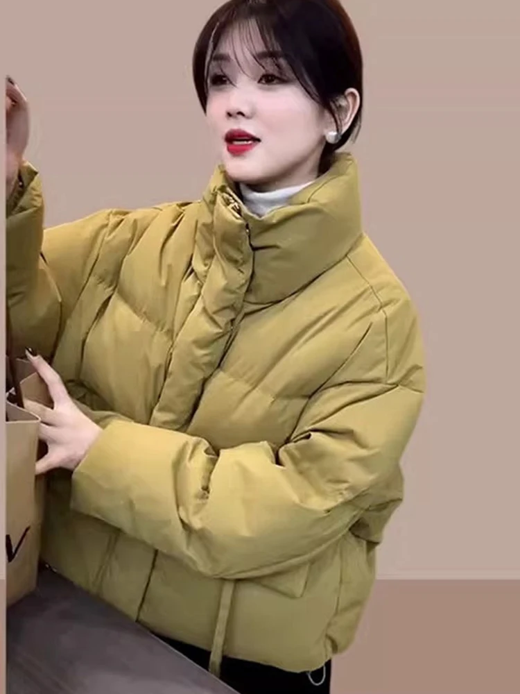 

Ele ort down Cotton Jaet Women's 2024 Winter Faion Stand Collar Svel Slimming Top Korean Sle Commute