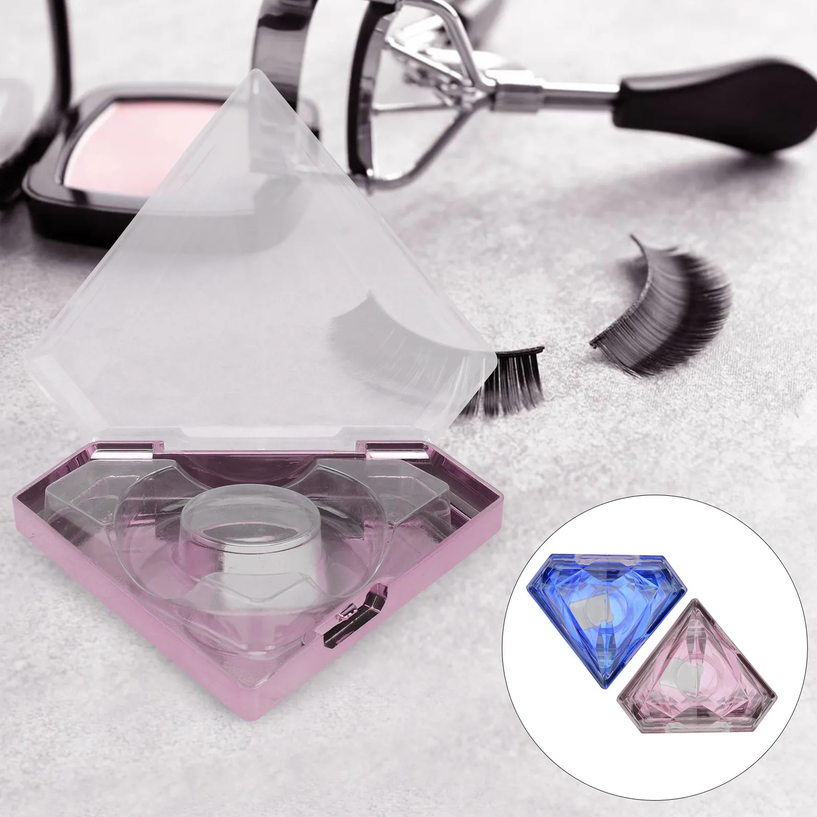 2 Stuks Valse Wimper Opbergdoos Acryl Diamantvorm Lash Organizer Case Veilige Make-Up Accessoires Container Valse Wimper Doos