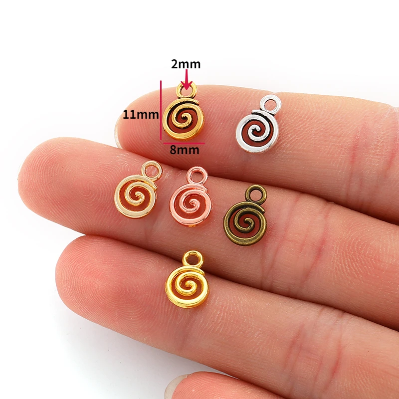 40 pz 6 Colori Swirl Charms Pendenti In Lega di Metallo Per Accessori Gioielli Fatti A Mano FAI DA TE Che Fanno 8*11mm B206
