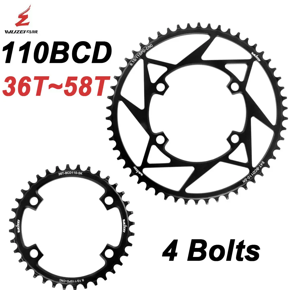 WUZEI Road Bike Chainring 4 Bolts Chainwheel 110 BCD Sprocket Narrow Wide Stars 110BCD Bicycle Crown for Shimano 105 R7000 R8000