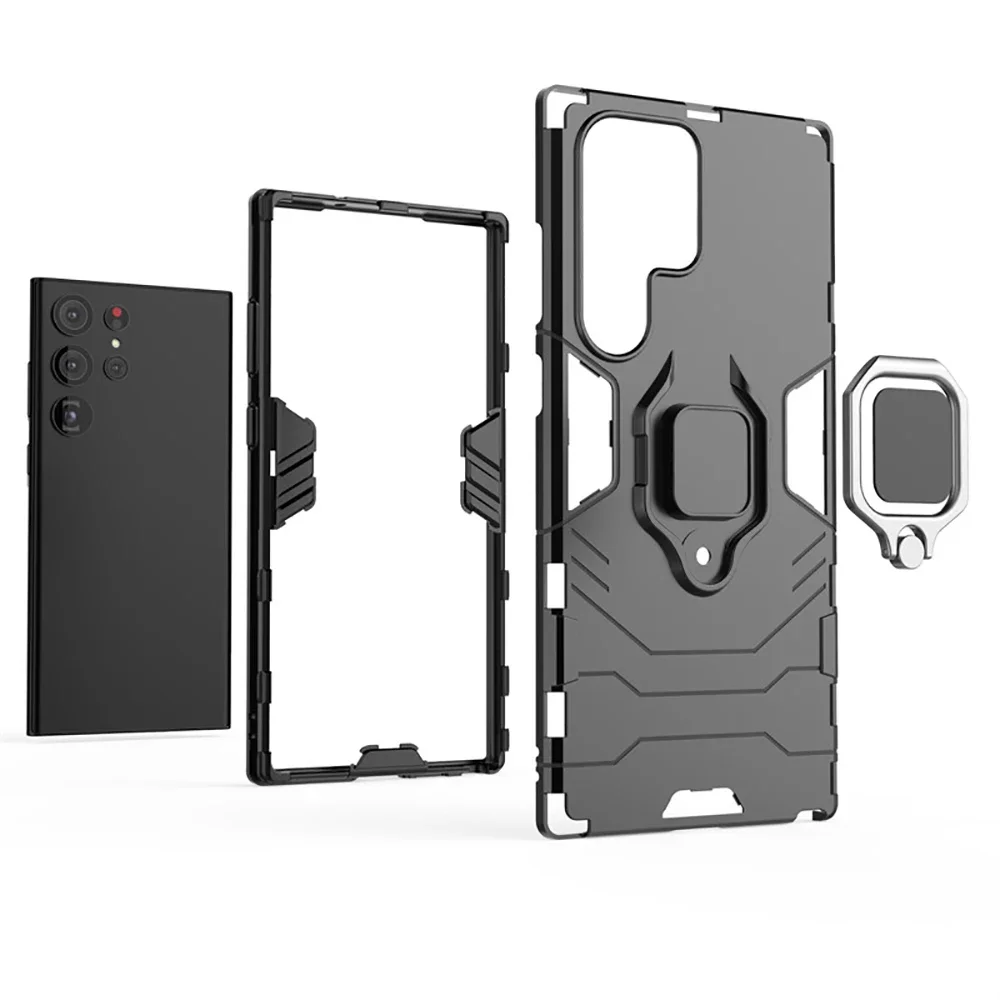 Для Samsung S24 Plus S 24 5G Чехол Armor Ring Bracket Shell Для Samsung Galaxy S24 Ultra Автомобильная магнитная защита Противоударный чехол