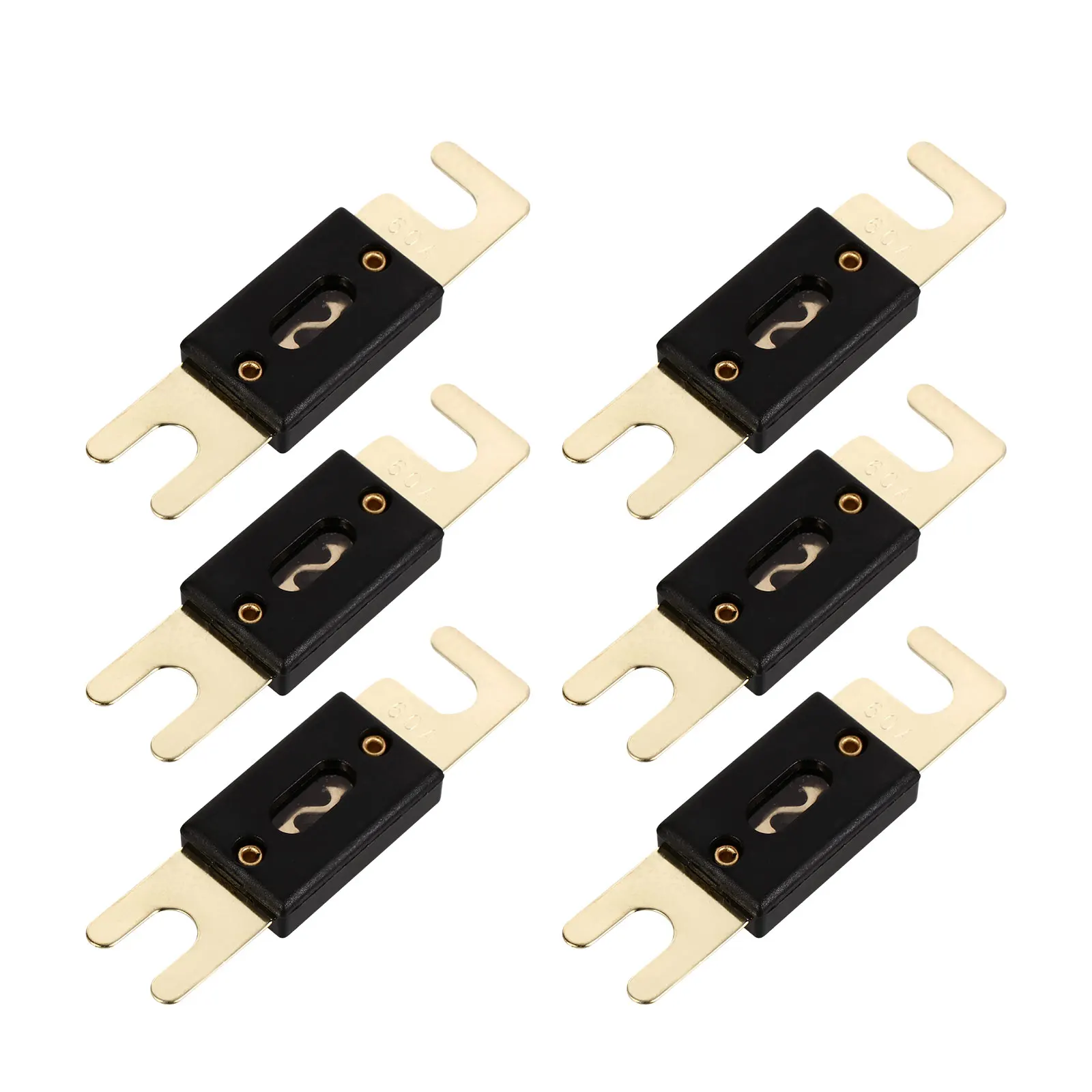 

6pcs Inline Fuse Gold Plated Car Audio Video System Accessory Circuit Protection Equipment Amplifiers Speakers Overcurrent Wire