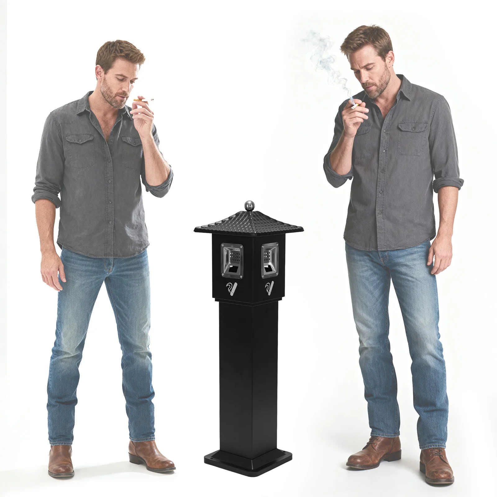 

Standing Cigarette Butt Disposal with Inner Bucket Ashtray Cigarette Bin for Porch/Guest Areas/Office/Balcony