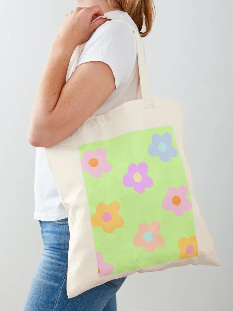 

pastel 5-petal flowers Tote Bag woman shopping bag reusable shopping bags tote bags men Women bags