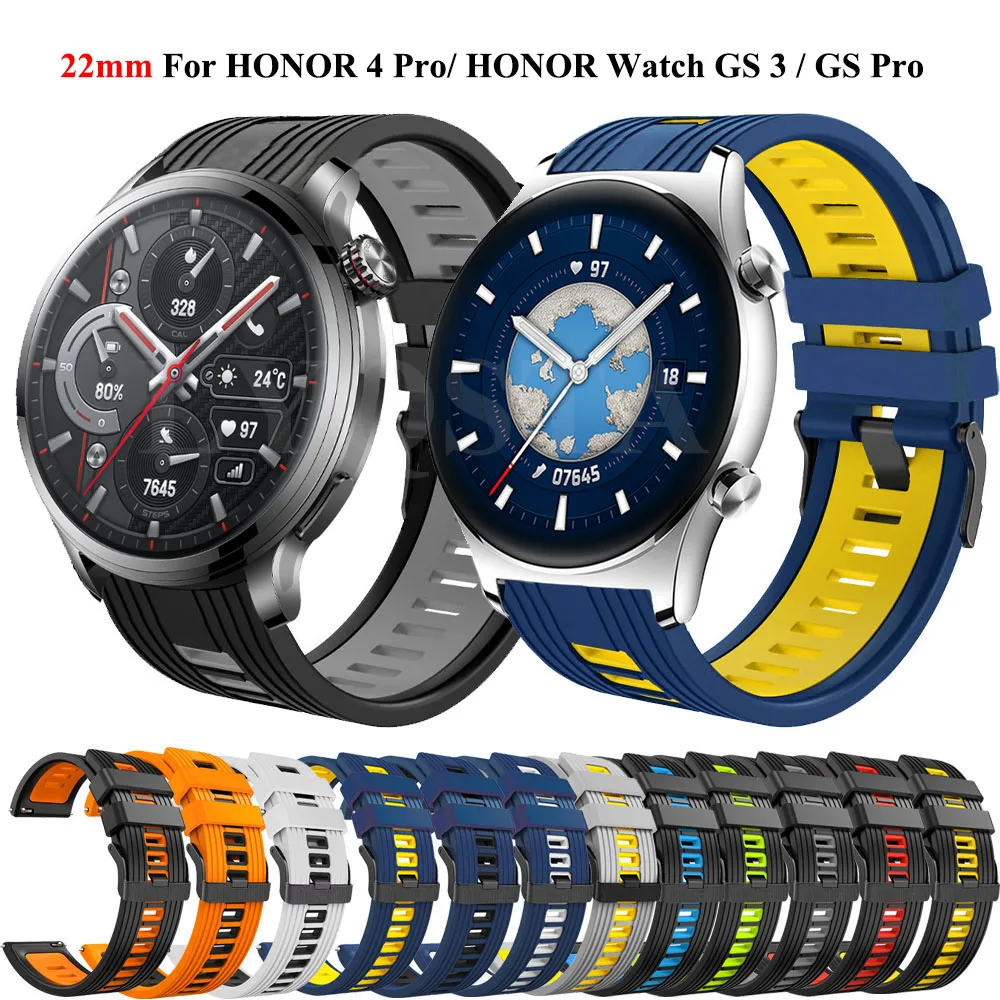 Ремешок силиконовый для наручных часов, спортивный сменный Браслет для смарт-часов Honor 4 Pro Magic Watch 2 46 мм GS Pro GS 3, 22 мм