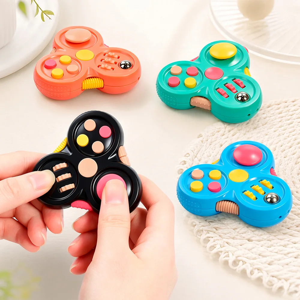 Multifunctional Fidget Spinner with Buttons Rollers Stress Relief Handheld Sensory Toy for Kids Adults Anxiety Focus ADHD Autism