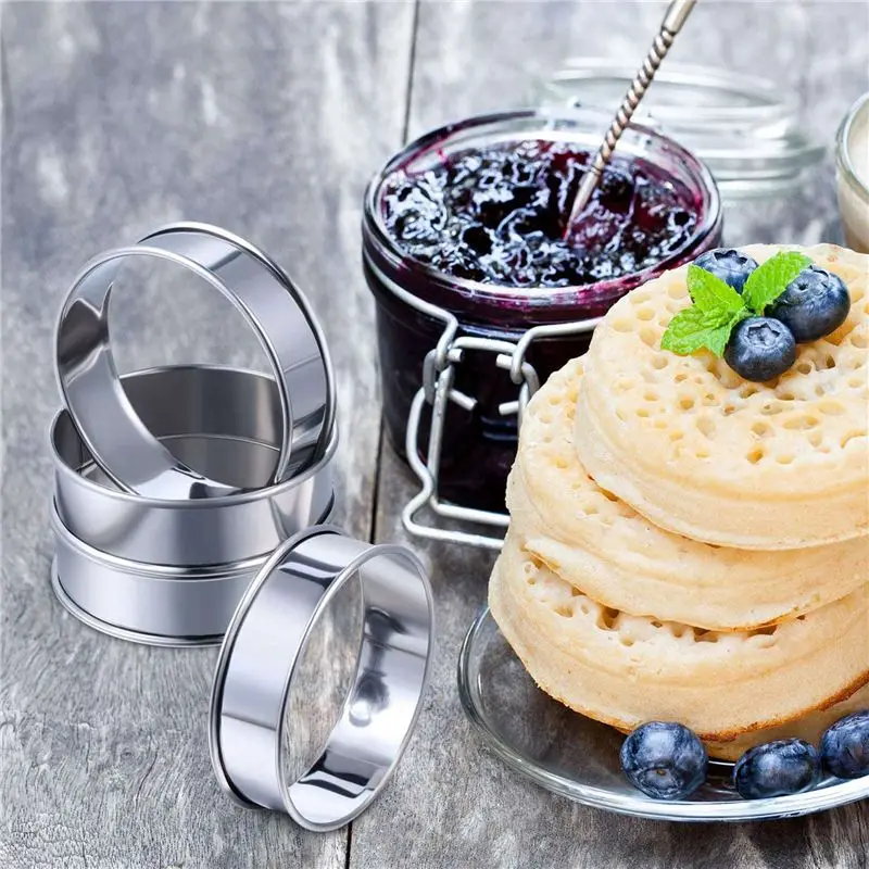 ABCA-32 Pcs 4.1 Inch Muffin Tart Rings Double Tart Ring Stainless Steel Round Ring Mold For Home Cooking Baking Tools