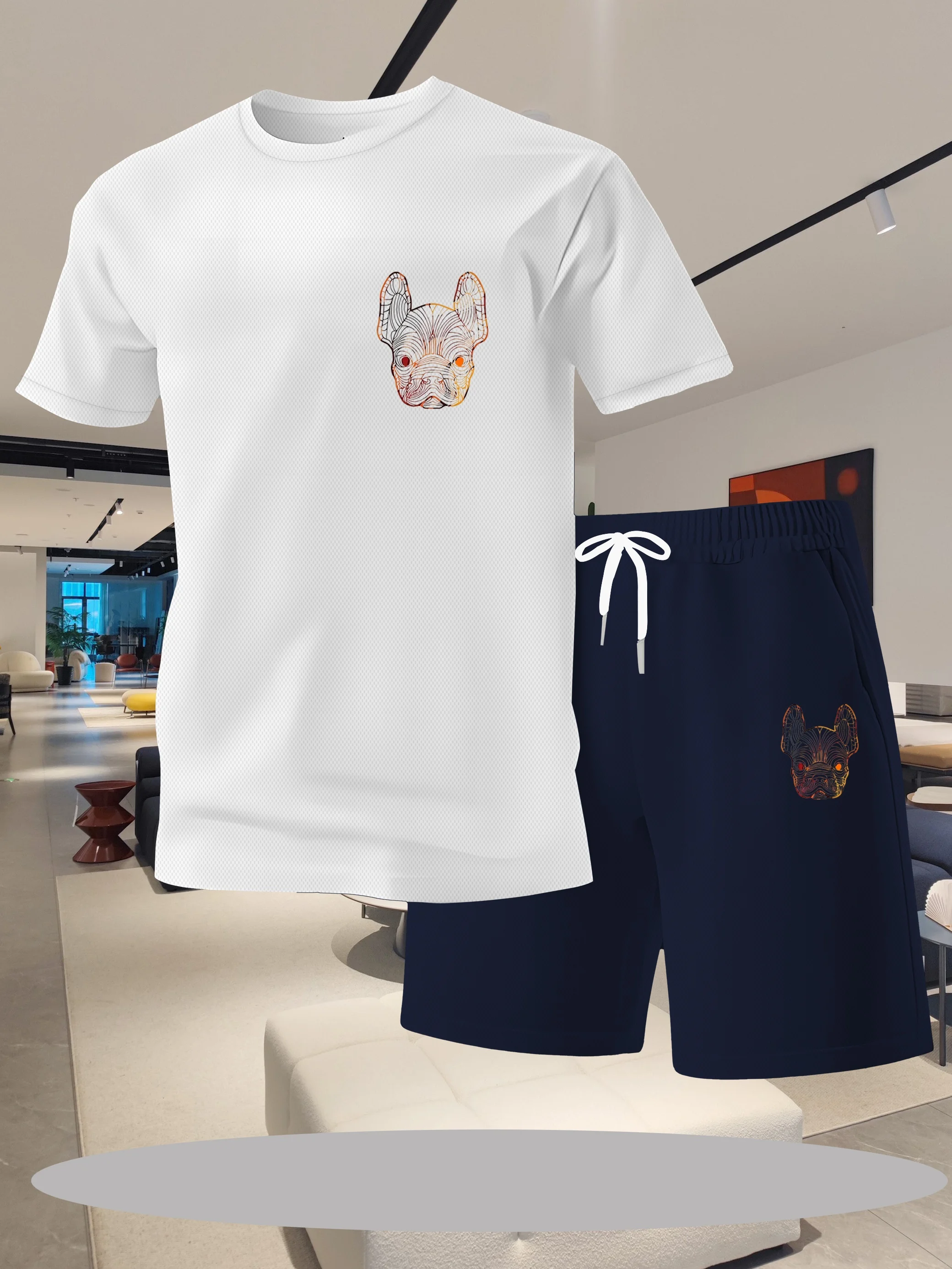 

Men's fashion set, men's summer shorts set, sportswear, student short sleeved T-shirt two-piece set, sportswear set, men's casua