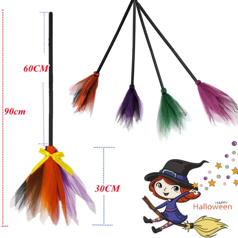 Halloween Party Witch Broom Kids Plastic Cosplay Flying Broomstick Props For Masquerade Halloween Cosplay Costume Accessories