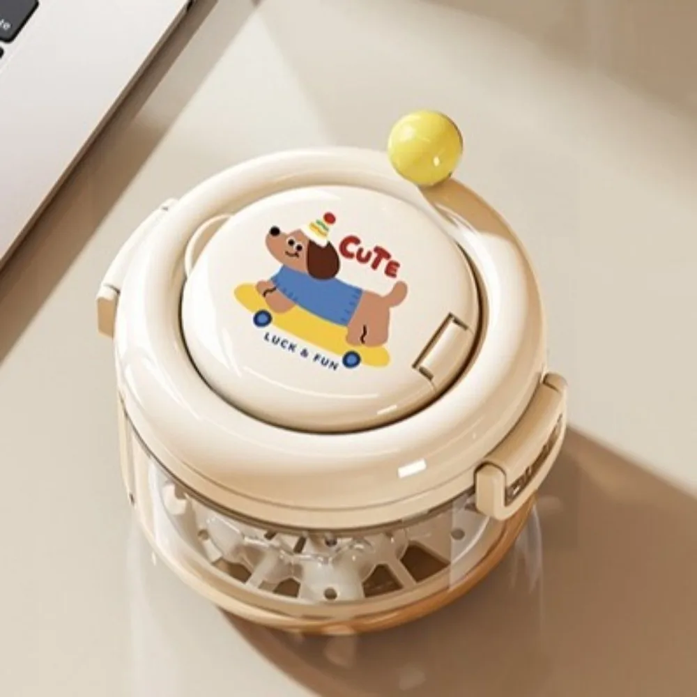 

2-in-1 Denture Cleaning Box Hand Cranked Double Layer Orthodontic Retainer Box with Strainer with Mirror Retainer Case