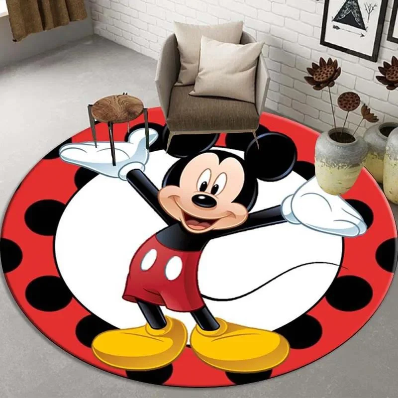 

MINISO Disney Mickey Mouse Cartoon Round Carpet for Living Room Decor Bedroom Soft Chair Mat Perfect Gift Idea for Anime Lover