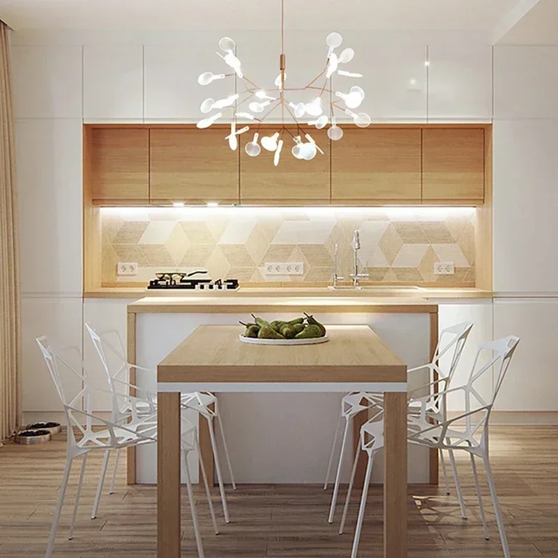 SANDYHA Modern Luxury Firefly Chandelier Branch Design Iron Work Pendant Light Led Lamps for Living Room Dinning Indoor Lighting