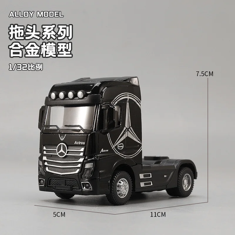 1:32 Alloy Tractor Head Truck Model Light Sound Pull Back Function Heavy Duty Container Truck Cab Desktop Display CollectionGift