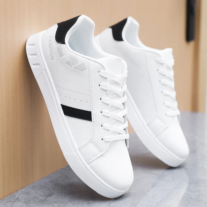 White Vulcanized Sneakers Men\'s Flats Comfortable Shoes Lace up Zapatillas Hombre Autumn Spring Fashion Sneakers Plus Size 39-48