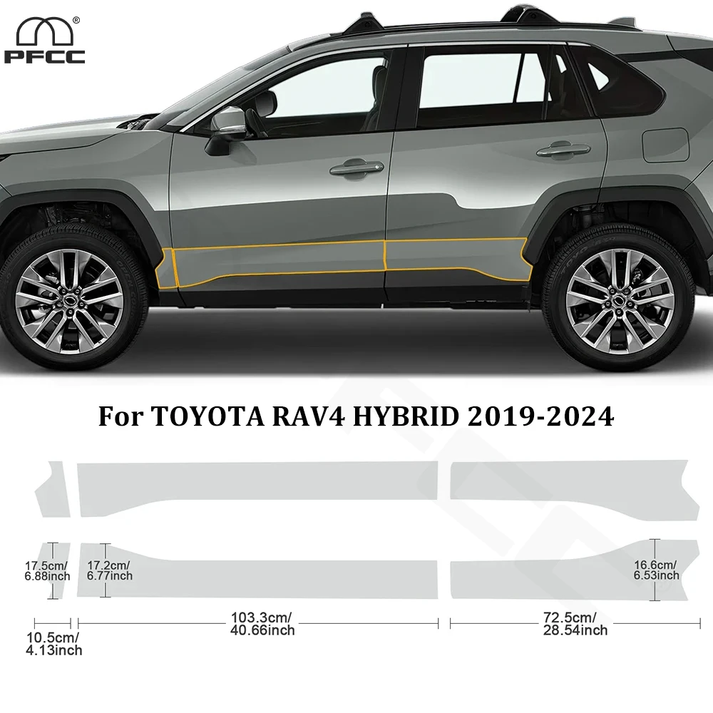 

For TOYOTA RAV4 HYBRID 2019-2024 Car Headlight Rearview Door Triangle TPU Paint Protection Film PPF Anti-scratch Clear Kit