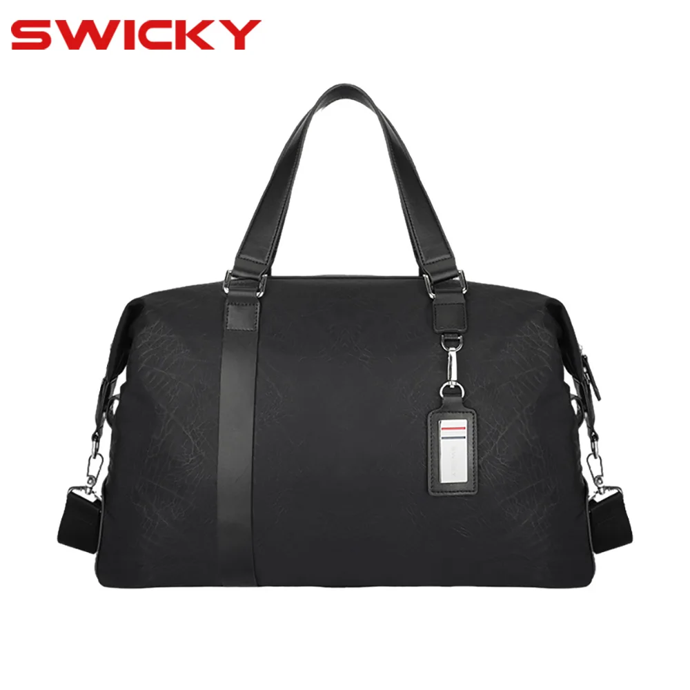 SWICKY Men's Casual Handbag Business Travel Large Capacity Cross-body Bag Black Fashion Tote Bag