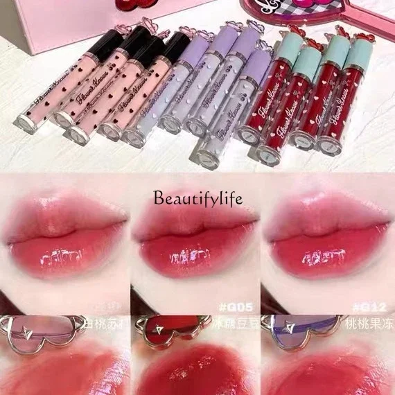 Flower Know Cherry Party Lip Lacquer Summer Lipstick Water Light Mask Mirror Lip Gloss